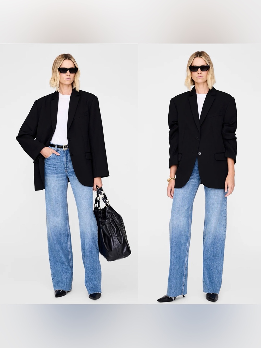 Anine Bing Quinn Midweight Blazer Black Size XS